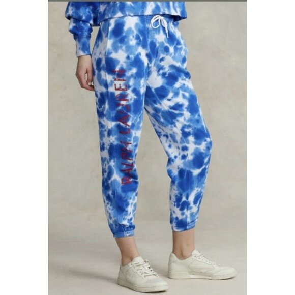 Polo Ralph Lauren Logo Tie-Dye French Terry Joggers Blue ( S )